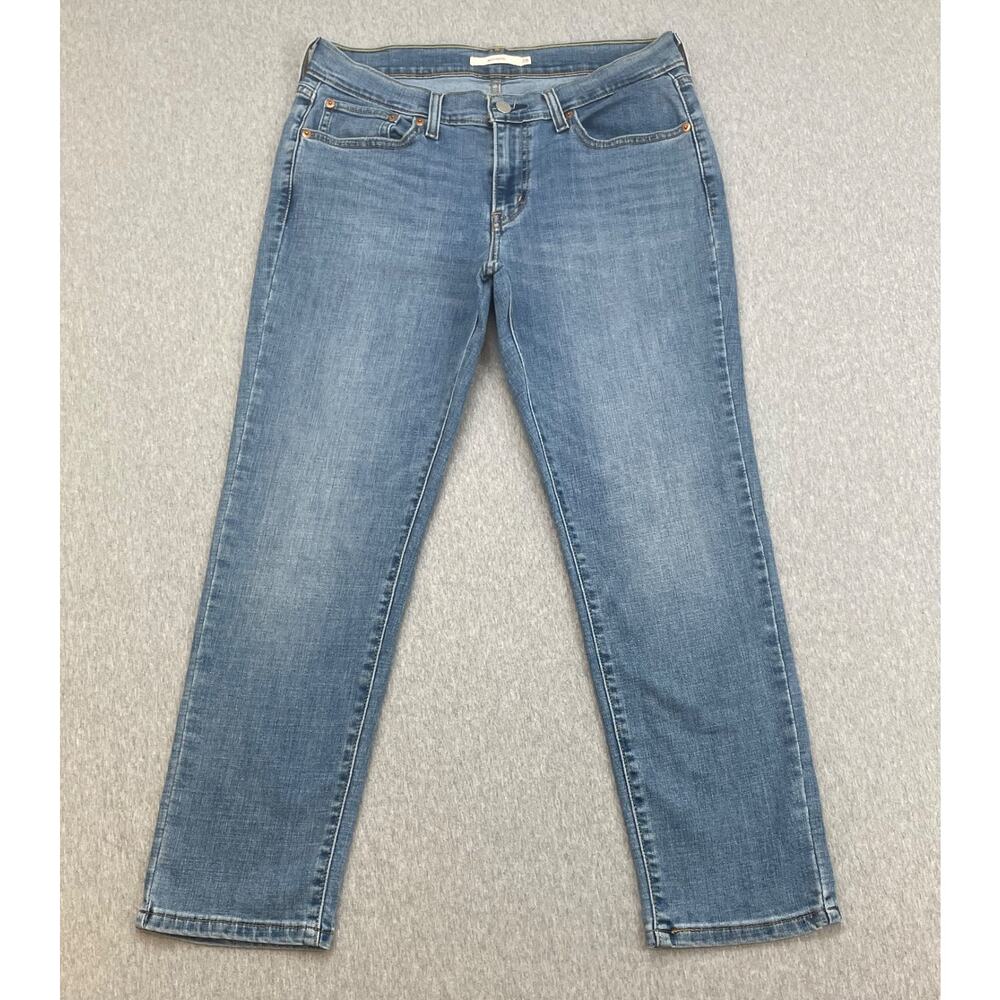 Levis Jeans Womens 28 x 27 Blue Cotton Blend Stretch Mid-Rise Boyfriend‎